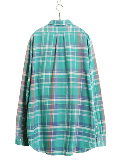 90s USA製 ブルックスブラザーズ コットン 長袖 ボタンダウン シャツ メンズ XL / オールド マドラス チェック 長袖シャツ BD 大きいサイズ