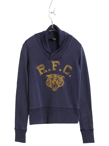 ラグビー ラルフローレン ショールカラー 2段 プリント スウェット レディース XS トレーナー 裏起毛 なし ヴィンテージ モデル タイガー 