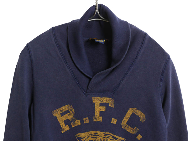 ラグビー ラルフローレン ショールカラー 2段 プリント スウェット レディース XS トレーナー 裏起毛 なし ヴィンテージ モデル タイガー 