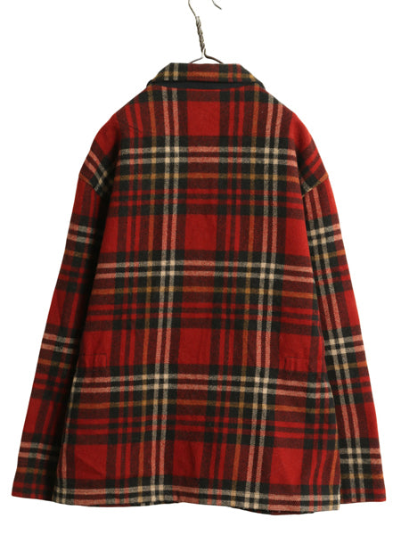 90s ジェイクルー ウール スポーツ ジャケット メンズ L 古着 オールド 旧タグ チェック スイングトップ ブルゾン フルジップ ジャンパー