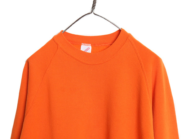 80s USA製 ジャージーズ 無地 スウェット XL 小さめ メンズ M レディース L / ヴィンテージ ブランク トレーナー 裏起毛 シンプル オレンジ