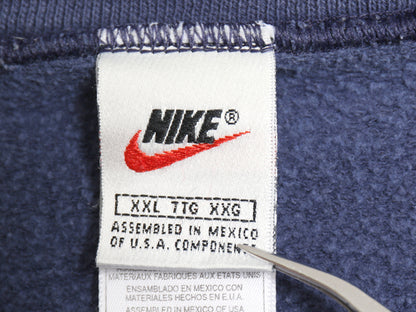 90s ナイキ スモール スウッシュ 刺繍 スウェット メンズ XXL / オールド 裏起毛 トレーナー クルーネック ワンポイント 大きいサイズ 紺