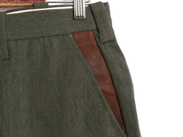 デッドストック 70s 筆記体タグ エルエルビーン ウィップコード スラックス パンツ 実寸 34 28.5 ヴィンテージ ウール レザー ストレート