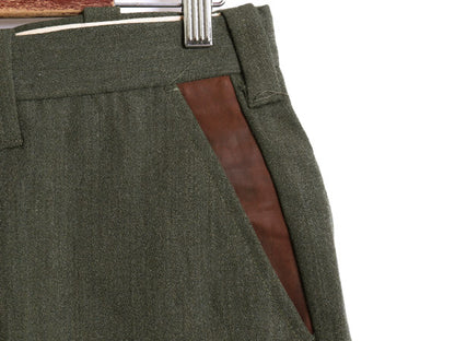 デッドストック 70s 筆記体タグ エルエルビーン ウィップコード スラックス パンツ 実寸 34 28.5 ヴィンテージ ウール レザー ストレート