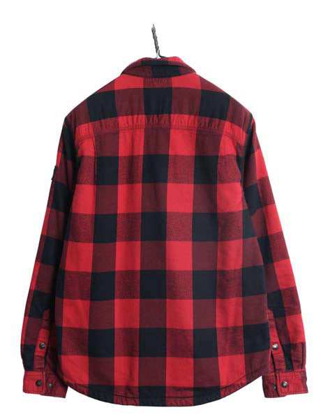 ノースフェイス ブロック チェック フランネル シャツ ジャケット メンズ M 古着 裏 ボア パイル フリース ライナー付き ブルゾン ツートン