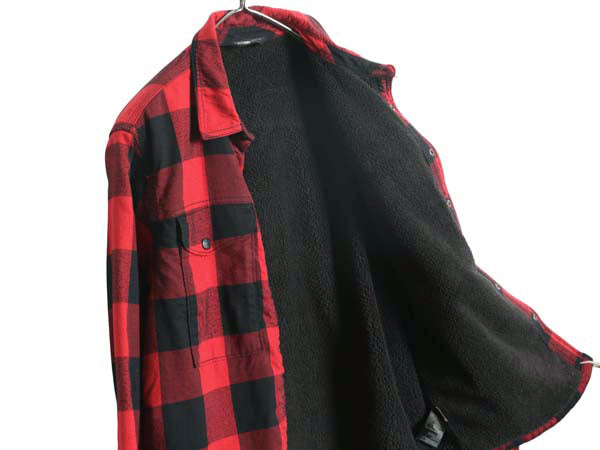ノースフェイス ブロック チェック フランネル シャツ ジャケット メンズ M 古着 裏 ボア パイル フリース ライナー付き ブルゾン ツートン