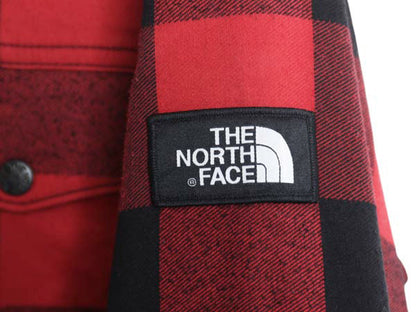 ノースフェイス ブロック チェック フランネル シャツ ジャケット メンズ M 古着 裏 ボア パイル フリース ライナー付き ブルゾン ツートン