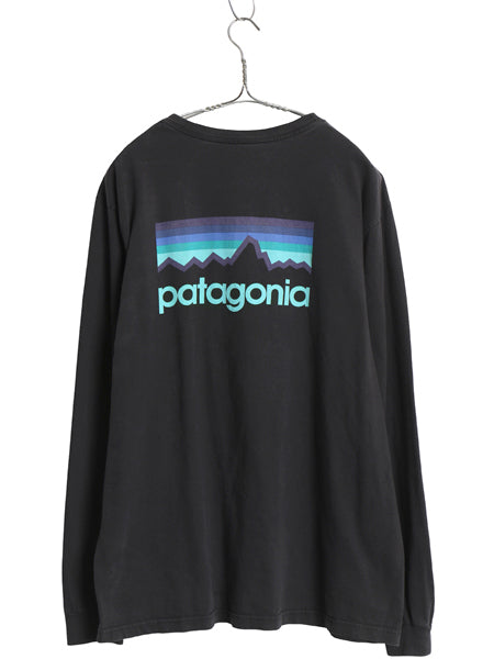 パタゴニア 両面 プリント 長袖 Tシャツ メンズ L / アウトドア ロンT ロングスリーブ P6 バックプリント カットソー シンプル トップス 黒