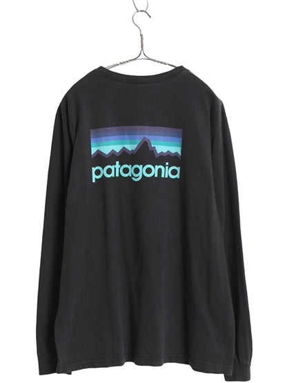 パタゴニア 両面 プリント 長袖 Tシャツ メンズ L / アウトドア ロンT ロングスリーブ P6 バックプリント カットソー シンプル トップス 黒