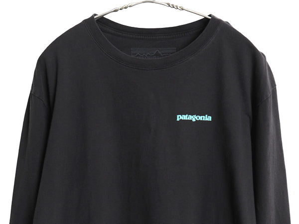 パタゴニア 両面 プリント 長袖 Tシャツ メンズ L / アウトドア ロンT ロングスリーブ P6 バックプリント カットソー シンプル トップス 黒