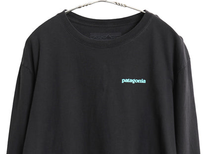 パタゴニア 両面 プリント 長袖 Tシャツ メンズ L / アウトドア ロンT ロングスリーブ P6 バックプリント カットソー シンプル トップス 黒