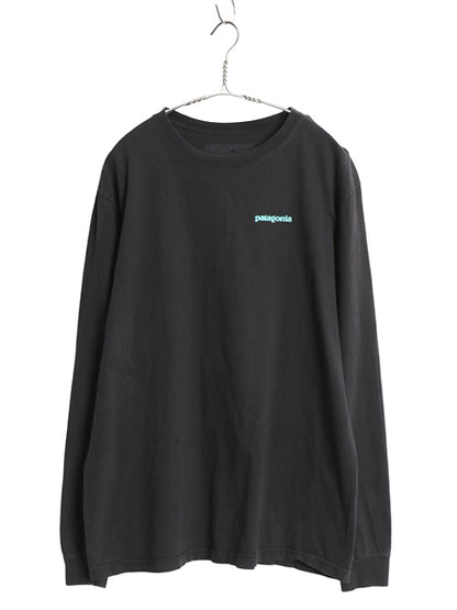パタゴニア 両面 プリント 長袖 Tシャツ メンズ L / アウトドア ロンT ロングスリーブ P6 バックプリント カットソー シンプル トップス 黒