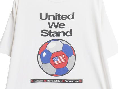 00s サッカー アート イラスト プリント Tシャツ メンズ XL 程/ オールド 企業 グラフィック キャラクター ヘビーウェイト 大きいサイズ 白