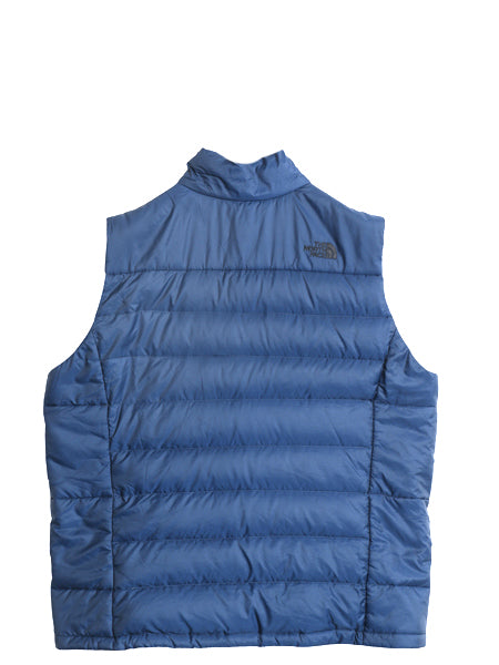 US企画 ノースフェイス ナイロン ダウン ベスト メンズ XL アウトドア 550フィル フルジップ キルティング 重ね着 前開き 紺 大きいサイズ