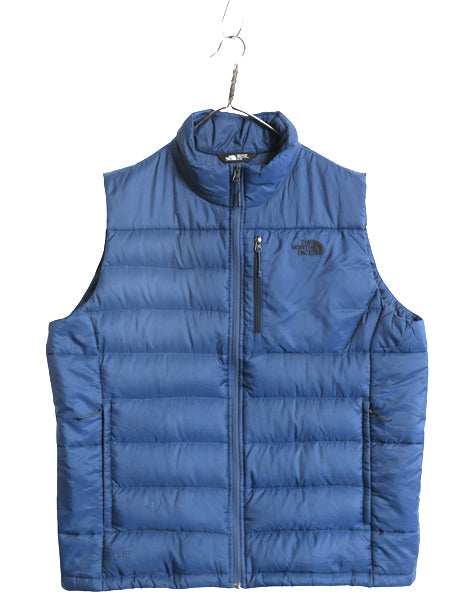 US企画 ノースフェイス ナイロン ダウン ベスト メンズ XL アウトドア 550フィル フルジップ キルティング 重ね着 前開き 紺 大きいサイズ
