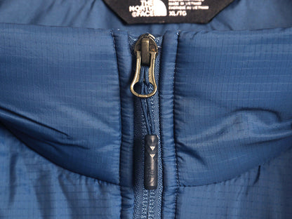 US企画 ノースフェイス ナイロン ダウン ベスト メンズ XL アウトドア 550フィル フルジップ キルティング 重ね着 前開き 紺 大きいサイズ
