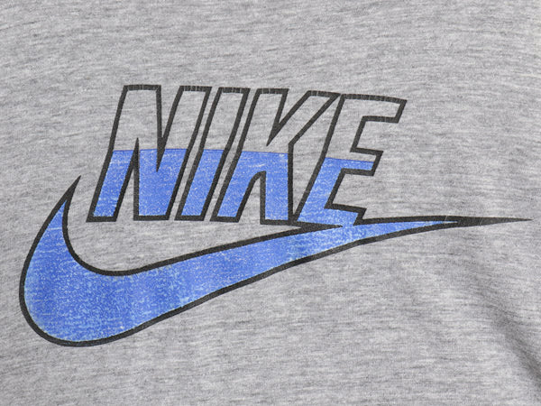 90s USA製 ナイキ スウッシュ ロゴ プリント Tシャツ メンズ L オールド 初期 銀タグ 当時物 カットソー シングルステッチ クルーネック 灰