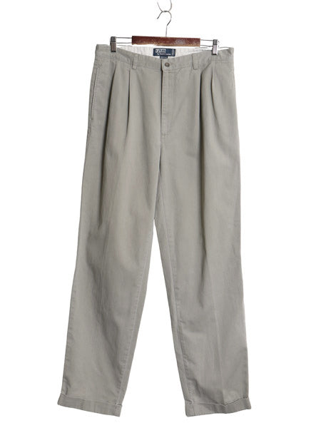  90s ポロ ラルフローレン チノ パンツ メンズ 35 34 / オールド HAMMOND PANT コットン スラックス ツータック ストレート ポロチノ 灰