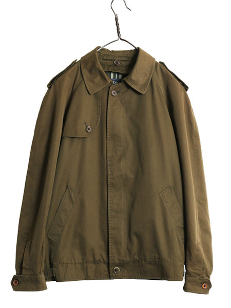 80s イギリス製 ★ バーバリー プローサム ショート トレンチ ジャケット メンズ L 程 ヴィンテージ 旧タグ ジャンパー ブルゾン オリーブ