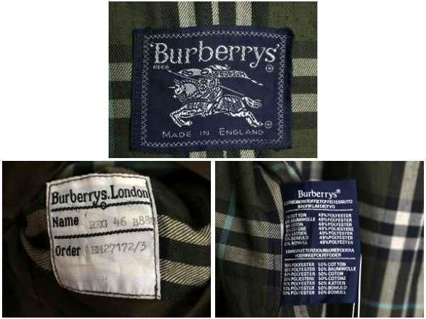 80s イギリス製 ★ バーバリー プローサム ショート トレンチ ジャケット メンズ L 程 ヴィンテージ 旧タグ ジャンパー ブルゾン オリーブ