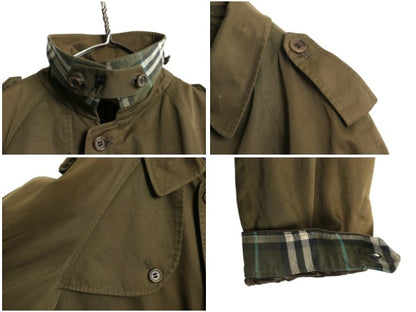 80s イギリス製 ★ バーバリー プローサム ショート トレンチ ジャケット メンズ L 程 ヴィンテージ 旧タグ ジャンパー ブルゾン オリーブ