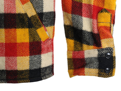 40s ★ ブロック チェック ウール シャツ ジャケット メンズ L 程 ヴィンテージ 4ポケット ボックス ブルゾン ヘビーウェイト マルチカラー