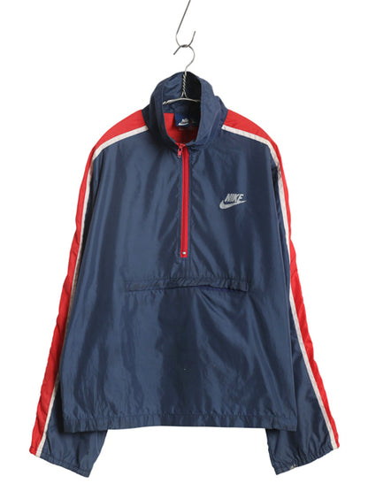 80s ナイキ ハーフジップ ナイロン ジャケット メンズ レディース M / ヴィンテージ 紺タグ プルオーバー ブルゾン スウッシュ パッカブル