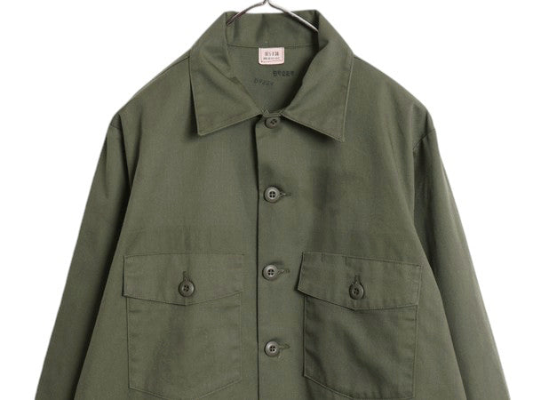 デッドストック 80s 米軍実物 US ARMY ユーティリティ シャツ L / 82年製 ヴィンテージ ミリタリー 軍物 OG507 長袖シャツ オリーブ カーキ