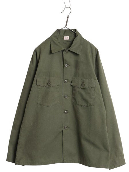 デッドストック 80s 米軍実物 US ARMY ユーティリティ シャツ L / 82年製 ヴィンテージ ミリタリー 軍物 OG507 長袖シャツ オリーブ カーキ