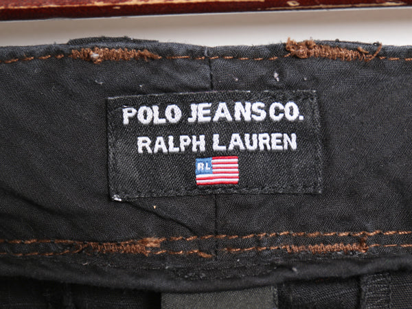 ポロジーンズ ラルフローレン クロップド カーゴ パンツ レディース L 程/ ポロ アーミー ミリタリー タイプ リップストップ コットン 黒