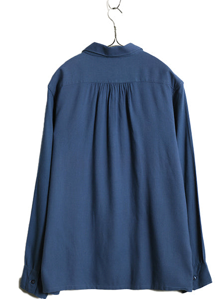 デッドストック 40s ★ BVD レーヨン シャツ 15 16 メンズ L 程/ 新品 USA製 ヴィンテージ 長袖シャツ ボックス フラップポケット 無地 青