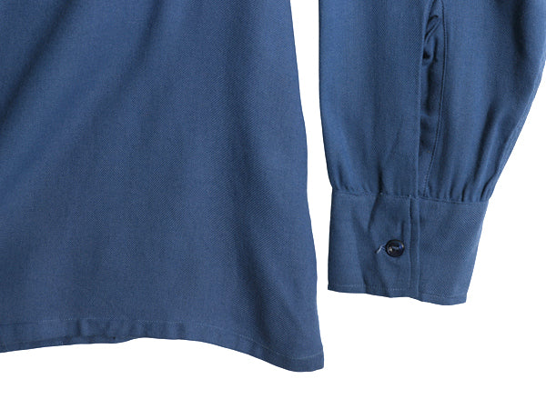 デッドストック 40s ★ BVD レーヨン シャツ 15 16 メンズ L 程/ 新品 USA製 ヴィンテージ 長袖シャツ ボックス フラップポケット 無地 青