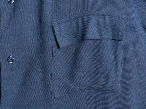 デッドストック 40s ★ BVD レーヨン シャツ 15 16 メンズ L 程/ 新品 USA製 ヴィンテージ 長袖シャツ ボックス フラップポケット 無地 青