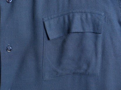 デッドストック 40s ★ BVD レーヨン シャツ 15 16 メンズ L 程/ 新品 USA製 ヴィンテージ 長袖シャツ ボックス フラップポケット 無地 青