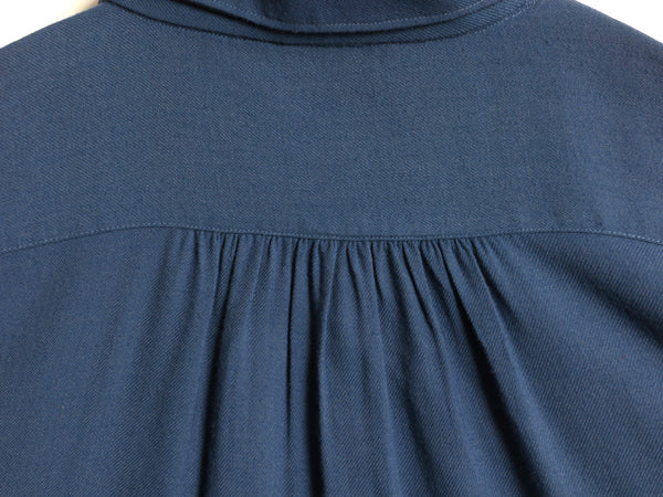 デッドストック 40s ★ BVD レーヨン シャツ 15 16 メンズ L 程/ 新品 USA製 ヴィンテージ 長袖シャツ ボックス フラップポケット 無地 青