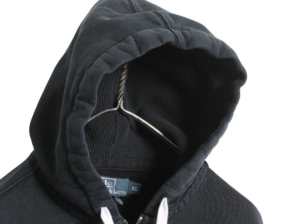 00s ポロ ラルフローレン フルジップ スウェット フード パーカー メンズ XL オールド トレーナー 裏起毛 ヘビーウェイト 大きいサイズ 黒