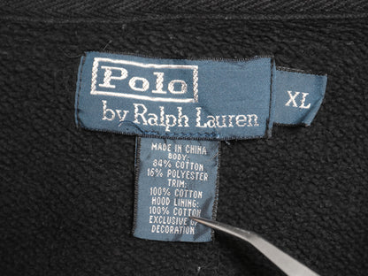 00s ポロ ラルフローレン フルジップ スウェット フード パーカー メンズ XL オールド トレーナー 裏起毛 ヘビーウェイト 大きいサイズ 黒