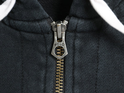 00s ポロ ラルフローレン フルジップ スウェット フード パーカー メンズ XL オールド トレーナー 裏起毛 ヘビーウェイト 大きいサイズ 黒