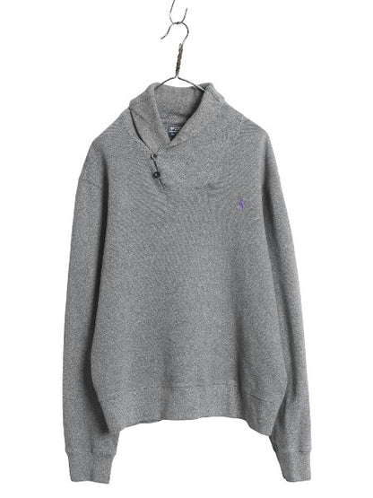 00s ポロ ラルフローレン ショールカラー コットン ニット スウェット メンズ L / オールド セーター トレーナー ワンポイント リブ編み 灰