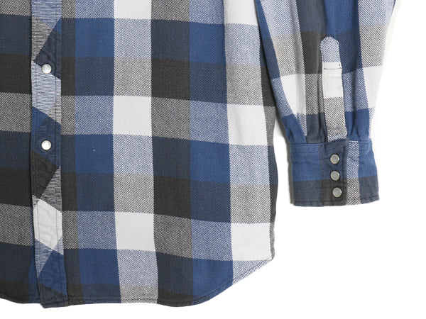 90s ビッグマック ヘビー フランネル ウエスタン シャツ メンズ XL オールド JCPENNY ブロック チェック コットン ネルシャツ 大きいサイズ