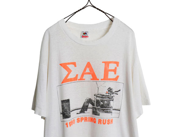 90s USA製 ★ maxell パロディ イラスト プリント Tシャツ メンズ XL 古着 オールド 当時物 企業 シングルステッチ グラフィック ホワイト