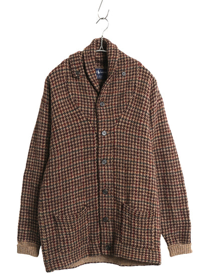 90s ★ ラルフローレン ガンクラブ チェック ショールカラー ニット カーディガン メンズ S レディース M ポロ ウール 前開き ポケット付き