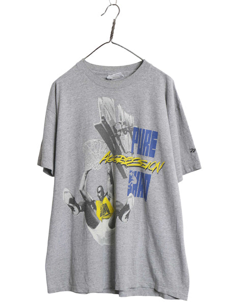 90s リーボック シャキール オニール プリント 半袖 Tシャツ メンズ XL オールド NBA バスケ カットソー グラフィック アート 大きいサイズ