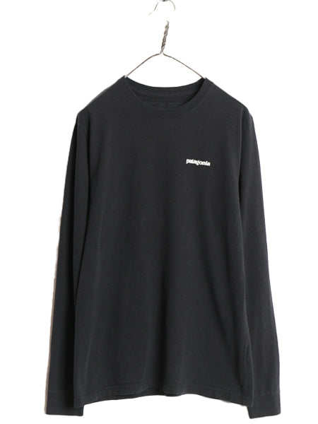 パタゴニア 両面 プリント 長袖 Tシャツ メンズ M / 古着 アウトドア ロンT ロングスリーブ P6 バックプリント ボックスロゴ カットソー 黒