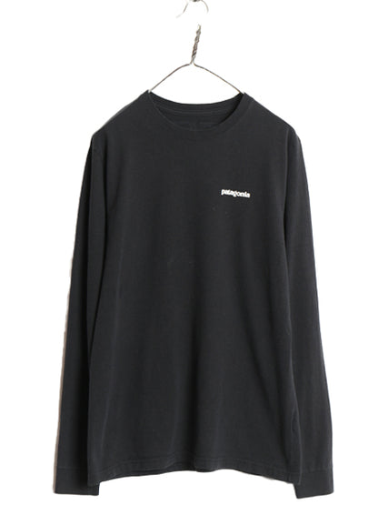 パタゴニア 両面 プリント 長袖 Tシャツ メンズ M / 古着 アウトドア ロンT ロングスリーブ P6 バックプリント ボックスロゴ カットソー 黒