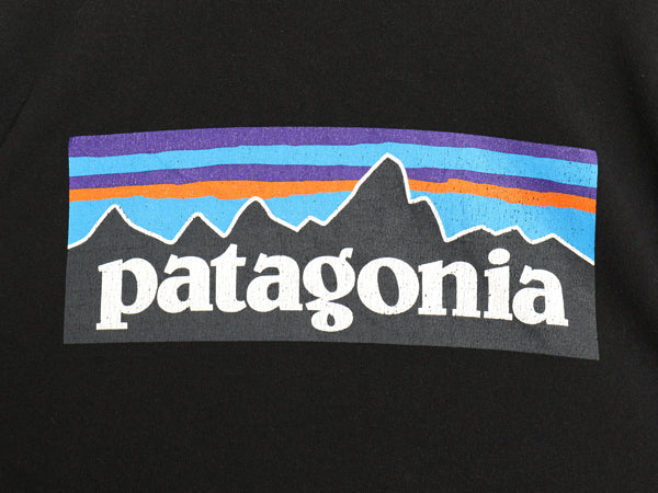 パタゴニア 両面 プリント 長袖 Tシャツ メンズ M / 古着 アウトドア ロンT ロングスリーブ P6 バックプリント ボックスロゴ カットソー 黒