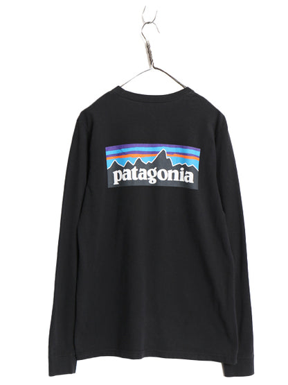 パタゴニア 両面 プリント 長袖 Tシャツ メンズ M / 古着 アウトドア ロンT ロングスリーブ P6 バックプリント ボックスロゴ カットソー 黒
