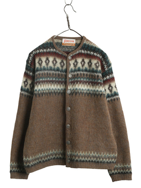 60s USA製 ★ ジャンセン フェアアイル モヘア ニット カーディガン メンズ M / 古着 ヴィンテージ シャギー セーター 前開き ノルディック