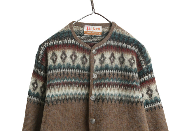 60s USA製 ★ ジャンセン フェアアイル モヘア ニット カーディガン メンズ M / 古着 ヴィンテージ シャギー セーター 前開き ノルディック