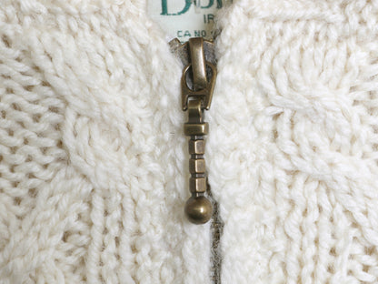 アイルランド製 Carraig Donn フィッシャーマン フルジップ ニット パーカー レディース S メリノ ウール ハンドメイド セーター ケーブル